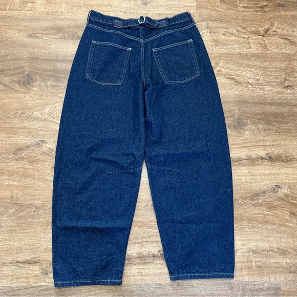 BDG Urban Outfitters Logan Twisted Buckle Barrel Jean Dark Blue Wash Size 32 - Picture 6 of 8